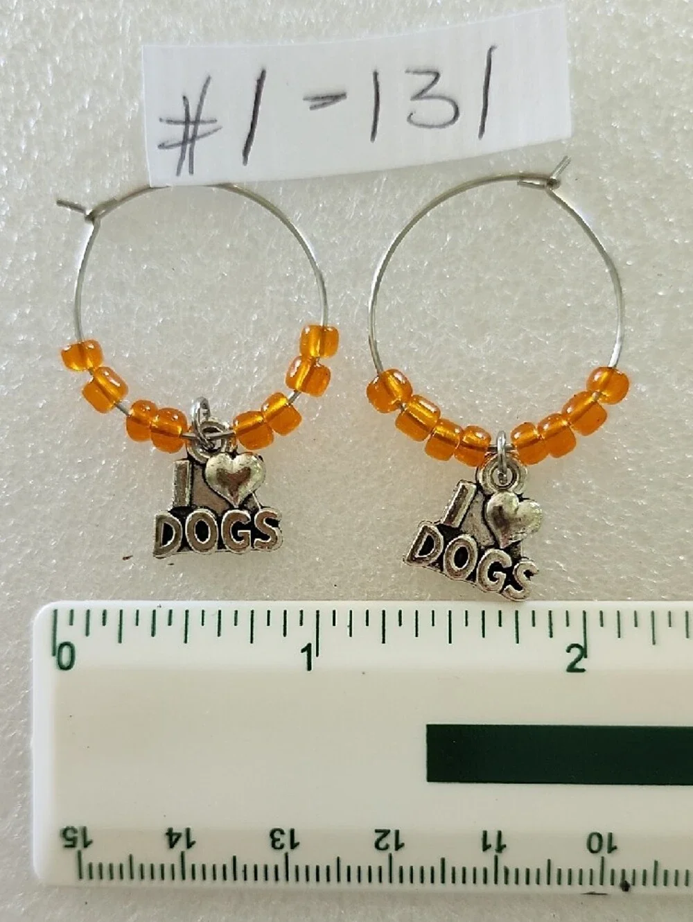 I Love Dogs Orange Beaded Pet Charms